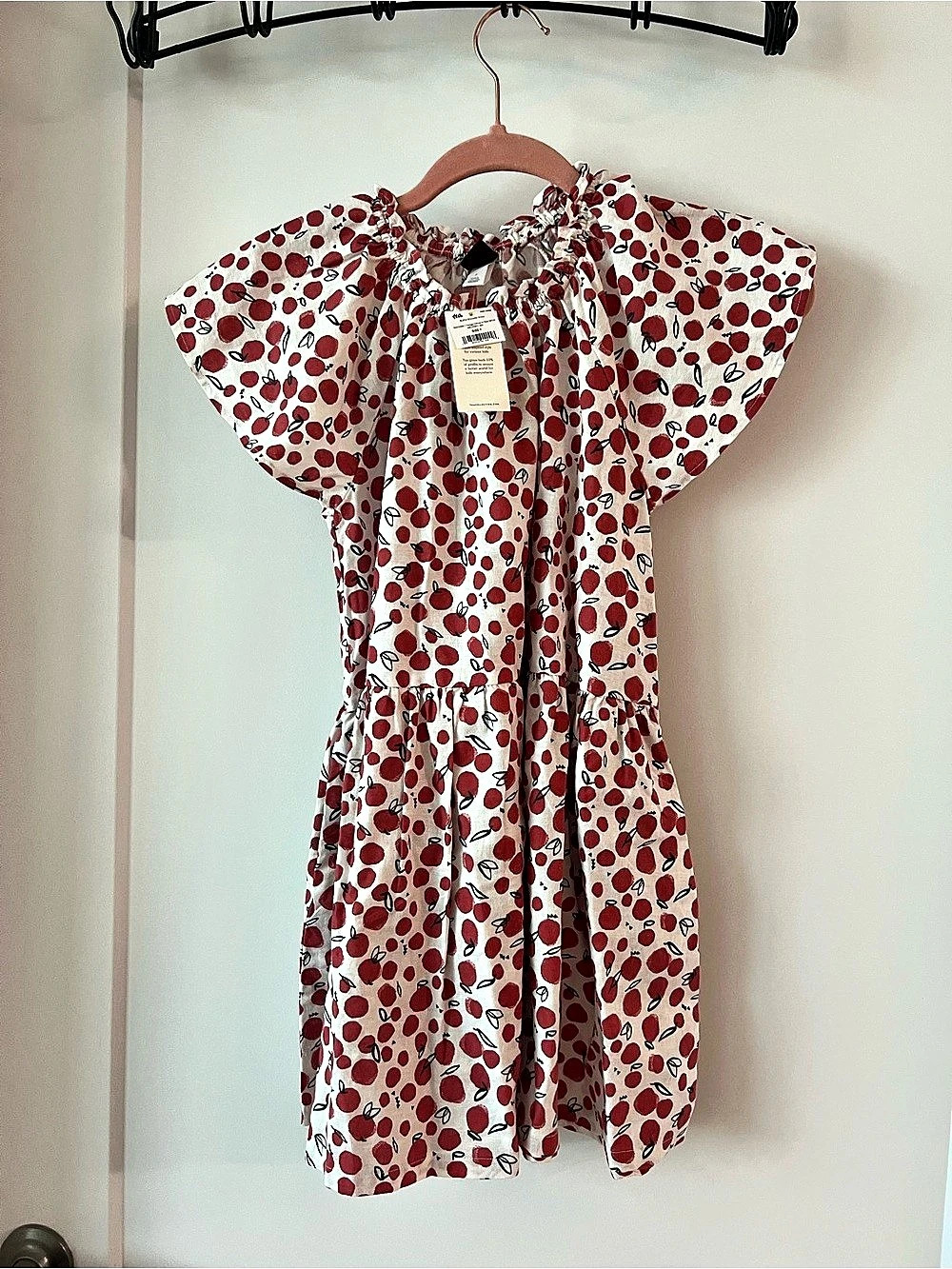 Apple Floral Dress in White & Red NWT
